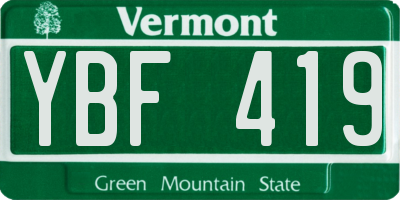 VT license plate YBF419