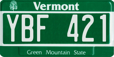 VT license plate YBF421