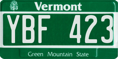 VT license plate YBF423