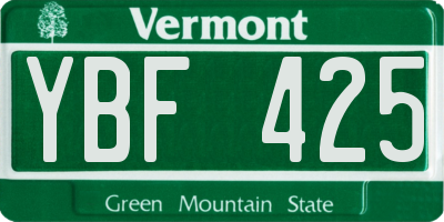 VT license plate YBF425