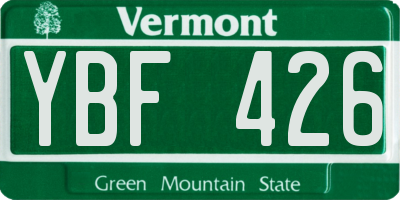 VT license plate YBF426