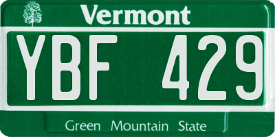 VT license plate YBF429