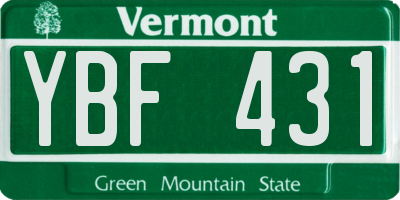 VT license plate YBF431