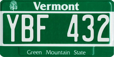VT license plate YBF432