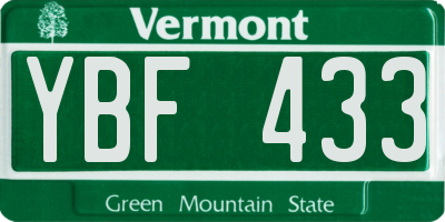 VT license plate YBF433