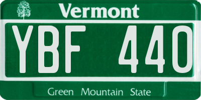 VT license plate YBF440