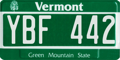 VT license plate YBF442