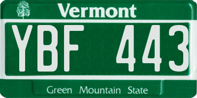 VT license plate YBF443