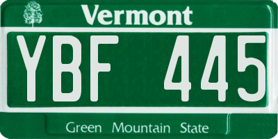VT license plate YBF445