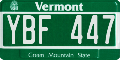 VT license plate YBF447