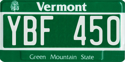 VT license plate YBF450