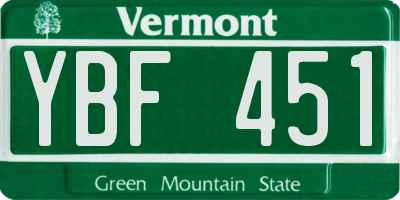 VT license plate YBF451