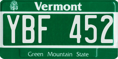 VT license plate YBF452