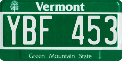 VT license plate YBF453