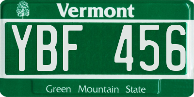 VT license plate YBF456