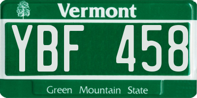 VT license plate YBF458