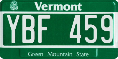 VT license plate YBF459