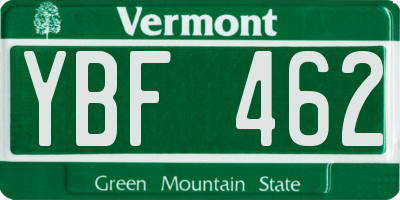VT license plate YBF462