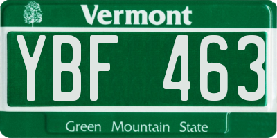 VT license plate YBF463