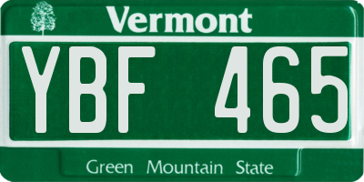 VT license plate YBF465