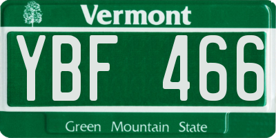 VT license plate YBF466