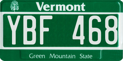 VT license plate YBF468