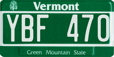 VT license plate YBF470