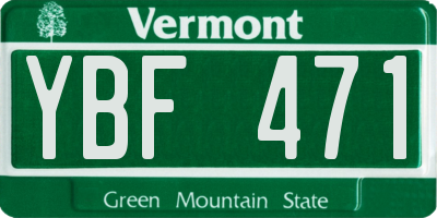 VT license plate YBF471