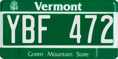 VT license plate YBF472