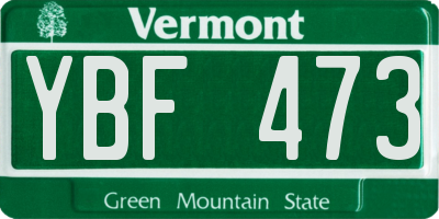 VT license plate YBF473