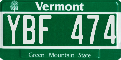 VT license plate YBF474