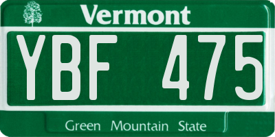 VT license plate YBF475