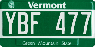 VT license plate YBF477