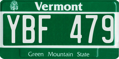 VT license plate YBF479