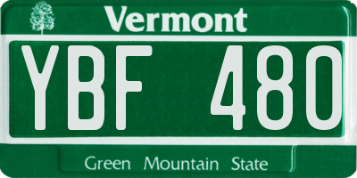 VT license plate YBF480