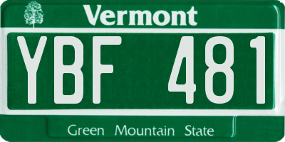 VT license plate YBF481