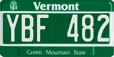 VT license plate YBF482