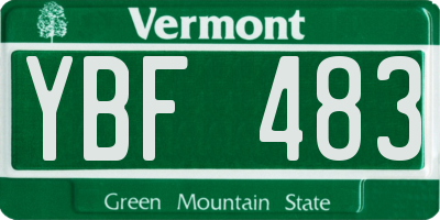 VT license plate YBF483