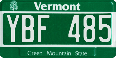 VT license plate YBF485