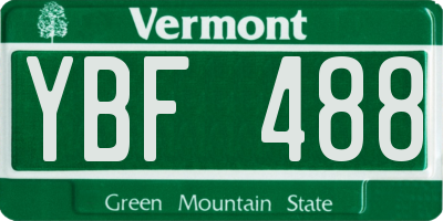 VT license plate YBF488