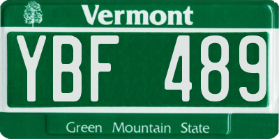 VT license plate YBF489