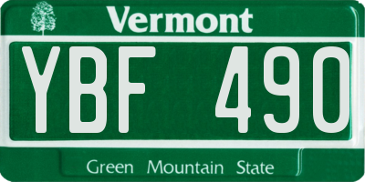 VT license plate YBF490