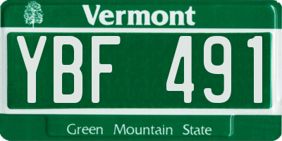 VT license plate YBF491
