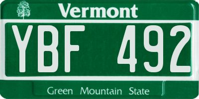 VT license plate YBF492