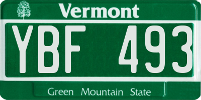 VT license plate YBF493