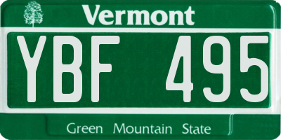 VT license plate YBF495