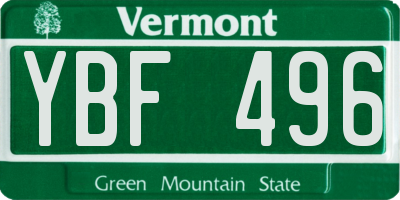 VT license plate YBF496
