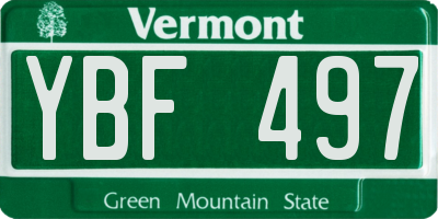 VT license plate YBF497