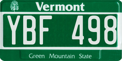 VT license plate YBF498