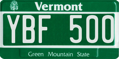 VT license plate YBF500